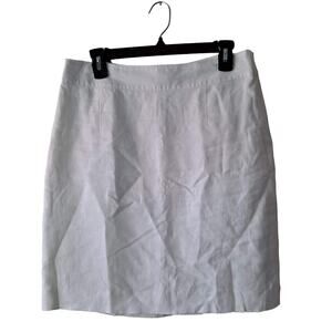 Banana Republic Linen Skirt Pleated Short Mini Pencil Lined White Womens Size 8